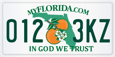 FL license plate 0123KZ