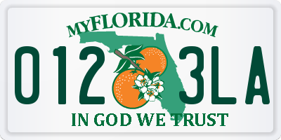 FL license plate 0123LA