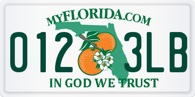 FL license plate 0123LB