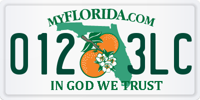 FL license plate 0123LC