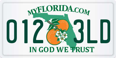 FL license plate 0123LD