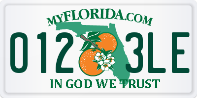 FL license plate 0123LE