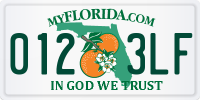 FL license plate 0123LF
