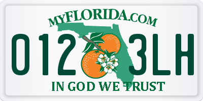 FL license plate 0123LH