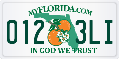 FL license plate 0123LI