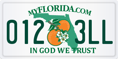 FL license plate 0123LL