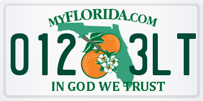 FL license plate 0123LT