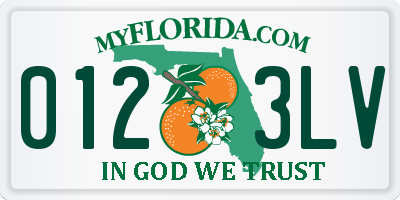 FL license plate 0123LV