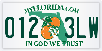 FL license plate 0123LW