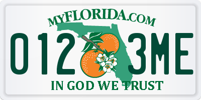 FL license plate 0123ME