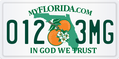 FL license plate 0123MG