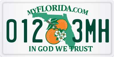 FL license plate 0123MH