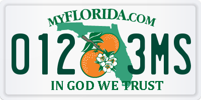 FL license plate 0123MS