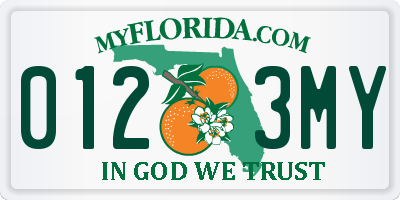 FL license plate 0123MY