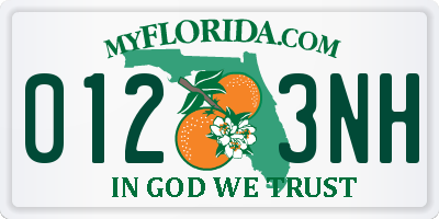FL license plate 0123NH