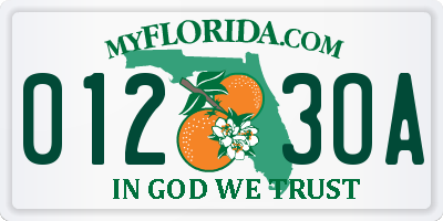 FL license plate 0123OA