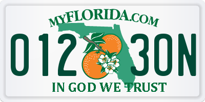 FL license plate 0123ON