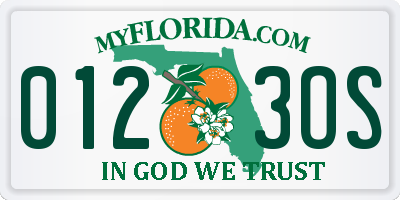 FL license plate 0123OS
