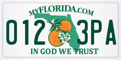 FL license plate 0123PA