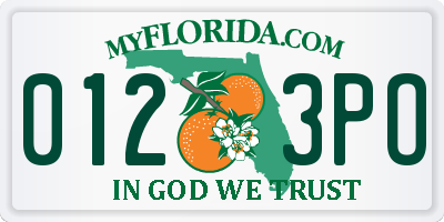 FL license plate 0123PO