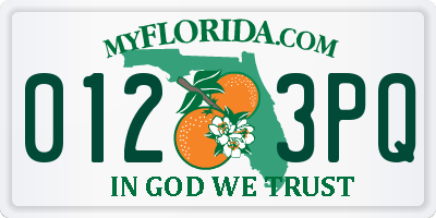 FL license plate 0123PQ