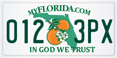 FL license plate 0123PX