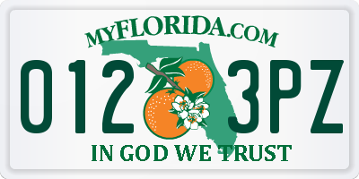 FL license plate 0123PZ