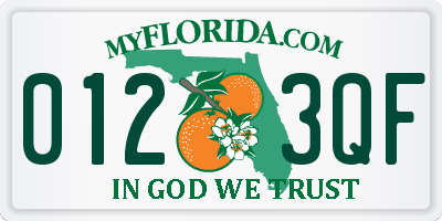 FL license plate 0123QF