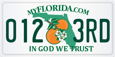 FL license plate 0123RD