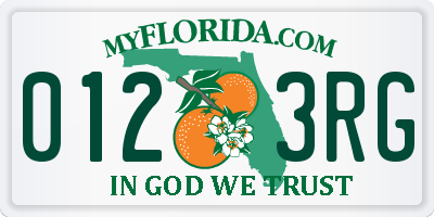 FL license plate 0123RG
