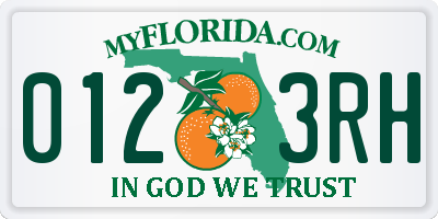 FL license plate 0123RH