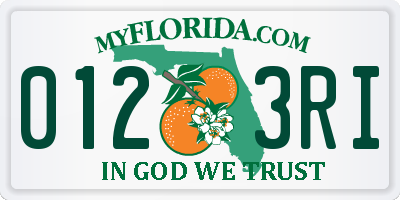 FL license plate 0123RI