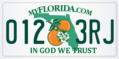 FL license plate 0123RJ