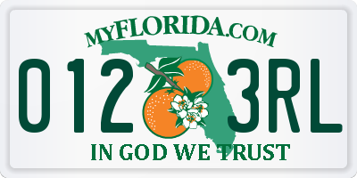 FL license plate 0123RL