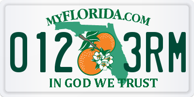 FL license plate 0123RM