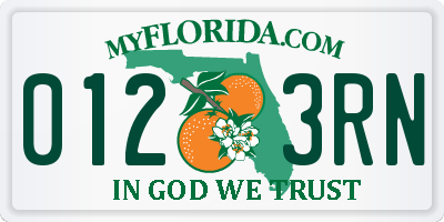 FL license plate 0123RN