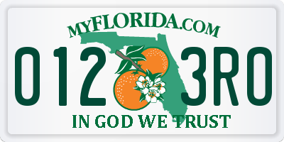 FL license plate 0123RO