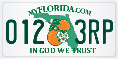 FL license plate 0123RP