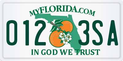 FL license plate 0123SA