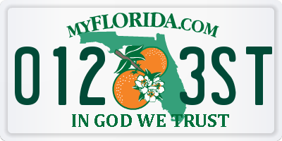 FL license plate 0123ST