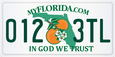 FL license plate 0123TL