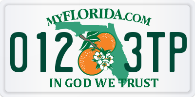 FL license plate 0123TP