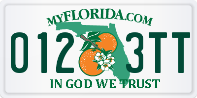 FL license plate 0123TT