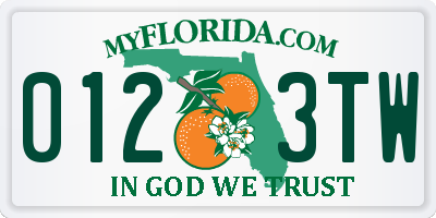 FL license plate 0123TW