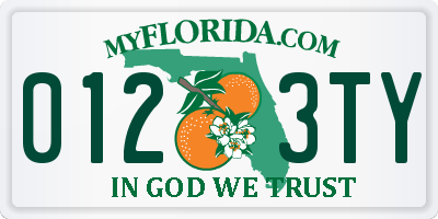 FL license plate 0123TY