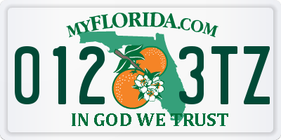 FL license plate 0123TZ