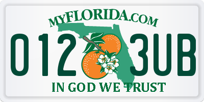 FL license plate 0123UB