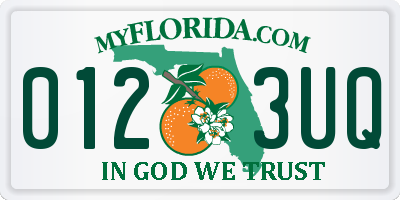 FL license plate 0123UQ