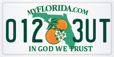 FL license plate 0123UT