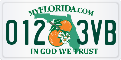 FL license plate 0123VB